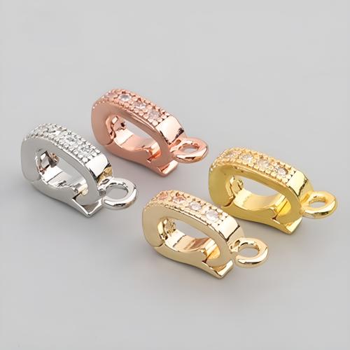 Brass Jewelry Bails, plated, DIY & micro pave cubic zirconia, more colors for choice, 12.50x6mm, 20PCs/Lot, Sold By Lot