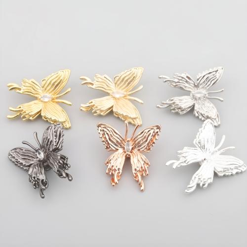 Brass Spacer Beads, Butterfly, plated, DIY & micro pave cubic zirconia, more colors for choice, 20PCs/Lot, Sold By Lot