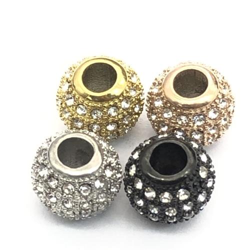 Titanium Steel Beads, DIY & micro pave cubic zirconia, more colors for choice, 8x8mm, Hole:Approx 3mm, Sold By PC
