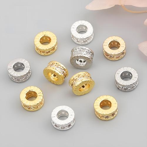 Brass Spacer Beads, plated, DIY & different size for choice & micro pave cubic zirconia, more colors for choice, 20PCs/Lot, Sold By Lot