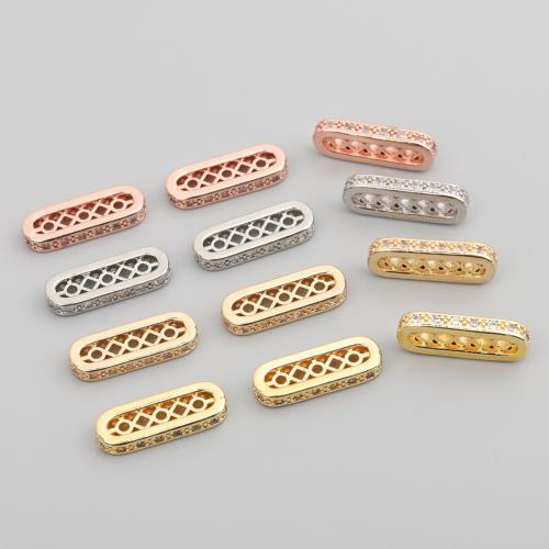 Brass Chain Tab, plated, DIY & different size for choice & micro pave cubic zirconia, more colors for choice, 20PCs/Lot, Sold By Lot