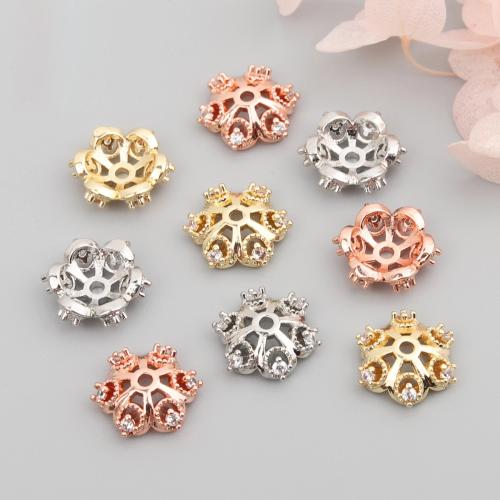 Brass Bead Cap, plated, DIY & different size for choice & micro pave cubic zirconia, more colors for choice, 20PCs/Lot, Sold By Lot