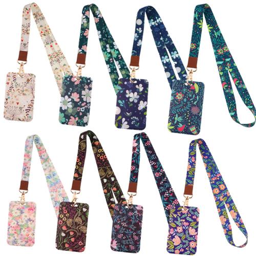 Polyester Lanyard Card Holder, with PU Leather & ABS Plastic & Tibetan Style, durable & different styles for choice & different designs for choice, more colors for choice, Rope 2*45cm (without buckle), sleeve 7*11cm, Sold By PC