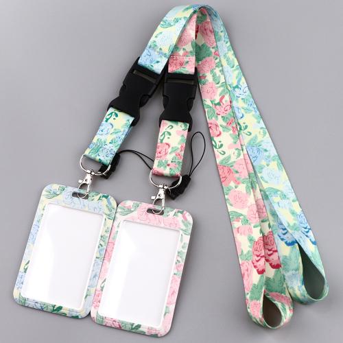 Polyester Lanyard Card Holder, with Polypropylene(PP) & Wax Cord & Plastic & Tibetan Style, durable & different styles for choice, more colors for choice, Sold By PC