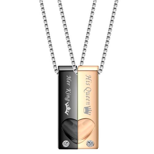 Couple Necklace Titanium Steel plated Unisex & micro pave cubic zirconia Sold By PC