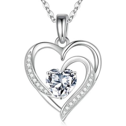 Cubic Zircon Micro Pave 925 Sterling Silver Necklace plated micro pave cubic zirconia & for woman Length Approx 41-50 cm Sold By PC
