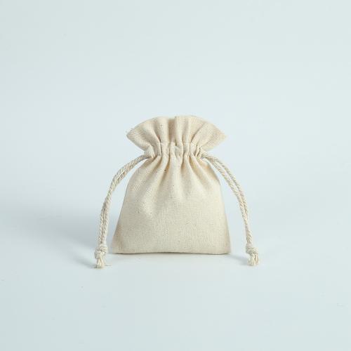 Tela de algodón Bolsa de cordón, multifuncional & diverso tamaño para la opción, beige, Vendido por UD