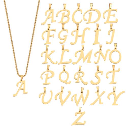 Stainless Steel Jewelry Necklace 304 Stainless Steel Alphabet Letter Vacuum Ion Plating & for woman Sold By PC