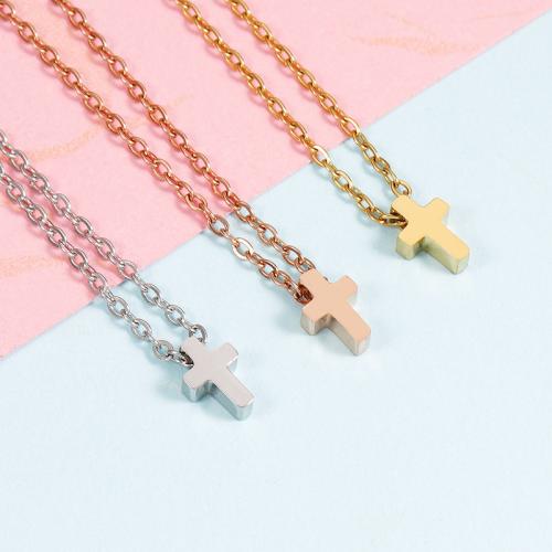 Stainless Steel Jewelry Necklace 304 Stainless Steel Cross plated DIY Sold By PC