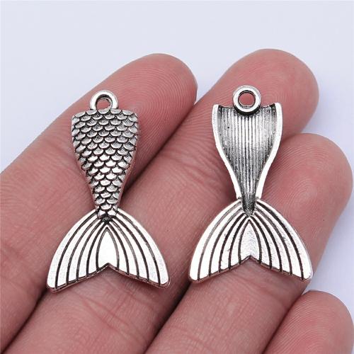 Tibetan Style Pendants, Mermaid tail, antique silver color plated, DIY, 31x19mm, Sold By PC