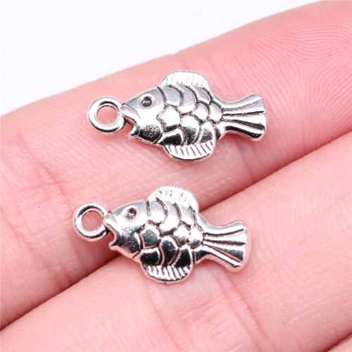 Tibetan Style Animal Pendants, Fish, antique silver color plated, DIY, 19x10mm, Sold By PC