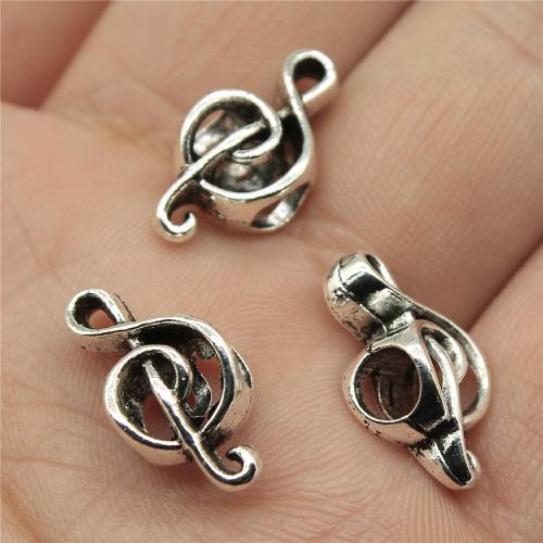 Tibetan Style Jewelry Beads, Music Note, antique silver color plated, DIY, 18x8x6mm, Sold By PC