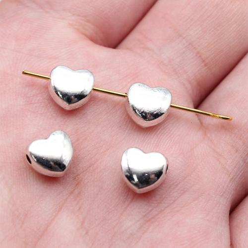 Perles coeur en alliage de zinc, Plaqué de couleur d'argent, DIY, Vendu par PC