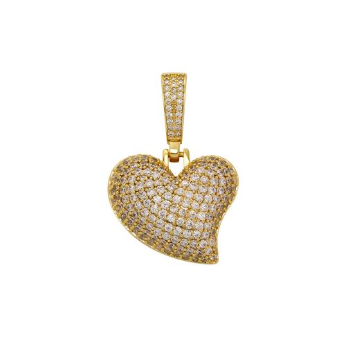 Κυβικά Ζιρκονία Micro Pave Σετ Brass κοσμήματα, Ορείχαλκος, Καρδιά, επιχρυσωμένο, για άνδρες και γυναίκες & διαφορετικά στυλ για την επιλογή & μικρο ανοίξει κυβικά ζιρκονία, Sold Με PC