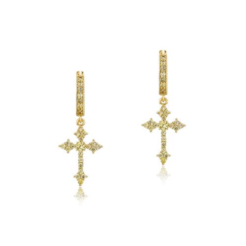 Messing Huggie Hoop Earring, gold plated, uniseks & verschillende stijlen voor de keuze & micro pave zirconia, Verkocht door pair