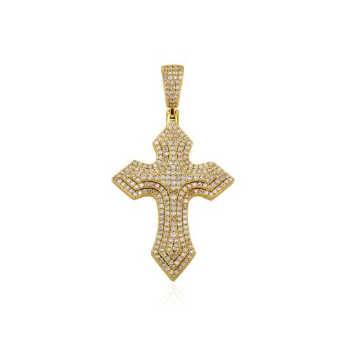Cubic Zirconia Micro Pave Brass Pendant, Cross, plated, Unisex & micro pave cubic zirconia, more colors for choice, 30x54mm, Sold By PC