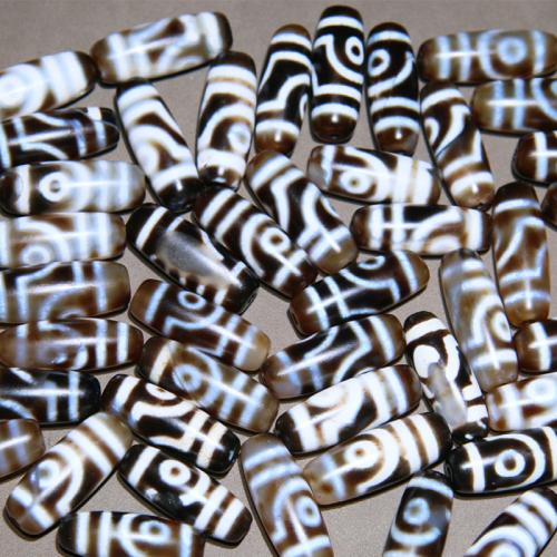 Natural Tibetan Agate Dzi Beads, random style & DIY, 11x30mm, Sold By PC