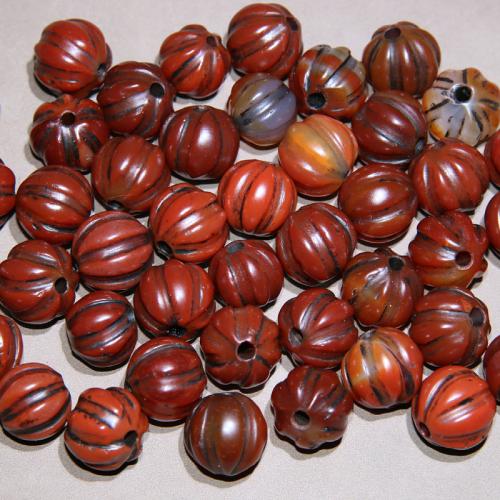 الخرز العقيق, عقيق نبات, قرع نباتي, أرسلت عشوائيا & ديي, أحمر, beads length 17-20mm, تباع بواسطة PC