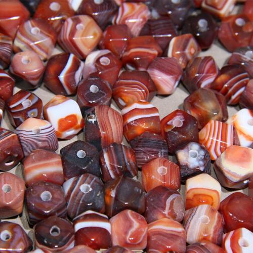 الخرز العقيق, عقيق نبات, نمط هندسي, أرسلت عشوائيا & ديي, أحمر, beads length 10.5-13mm, تباع بواسطة PC