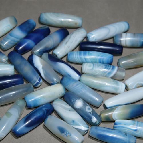 Achat Perlen, zufällig gesendet & DIY & glatt, blau, 12x40mm, verkauft von PC