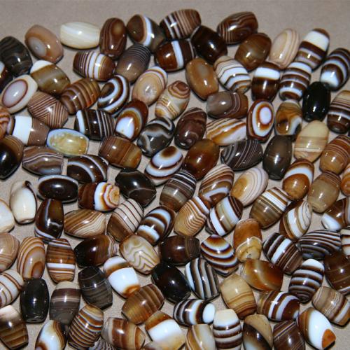 Perles agates, Agate, tambour, poli, envoyé au hasard & DIY, couleur de café, 8x12mm, Vendu par PC
