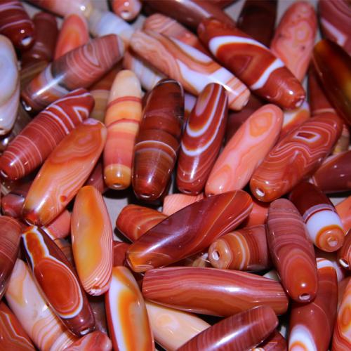 Perles agates, Agate, poli, envoyé au hasard & DIY, rouge, 13x40mm, Vendu par PC
