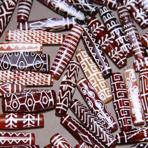 Agate Beads, Geometrical Pattern, random style & DIY, beads size 38.8x13-39.6x9.8mm, Sold By PC