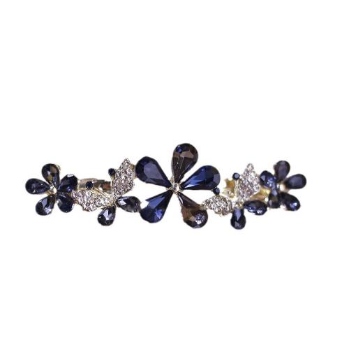 Hair Snap Clips, Tibetan Style, with Glass Rhinestone, for woman & with rhinestone, more colors for choice, 65x20x18mm, Sold By PC