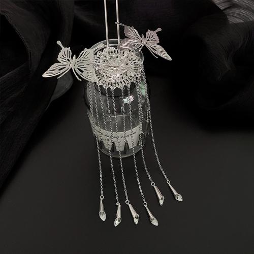 Hair Stick, Tibetan Style, for woman, silver color, 238mm, Sold By PC