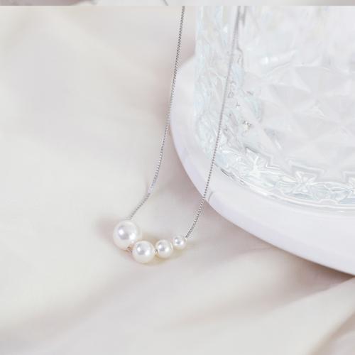 Blås Collier, Mässing, med Plast Pearl, mode smycken & för kvinna, fler färger för val, Längd Ca 45 cm, Säljs av PC