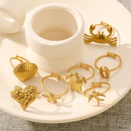 Edelstahl Ringe, 304 Edelstahl, 18K vergoldet, Modeschmuck & unisex & verschiedene Stile für Wahl, goldfarben, verkauft von PC