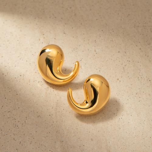 Brass Stud Earring, fashion jewelry & for woman, more colors for choice, 22x24mm, Sold By Pair