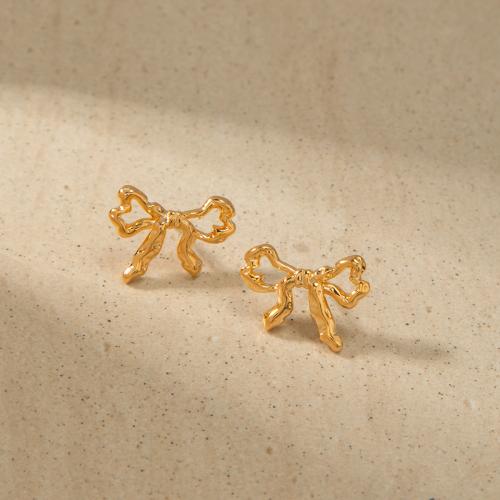 Brass Stud Earring, Bowknot, fashion jewelry & for woman, more colors for choice, 38x40mm, Sold By Pair
