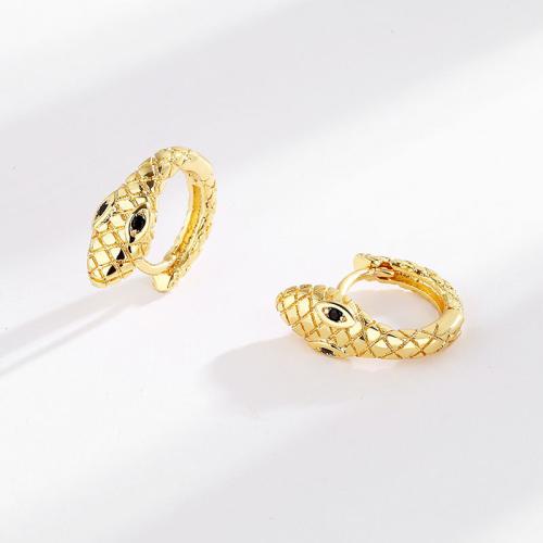 Cubic Zirconia Micro Pave Brass Earring, Snake, fashion jewelry & micro pave cubic zirconia & for woman, more colors for choice, 4x10mm, Sold By Pair