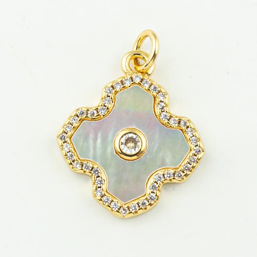 Cubic Zirconia Micro Pave Brass Pendant with Shell fashion jewelry & micro pave cubic zirconia & for woman golden Approx 3mm Sold By Lot