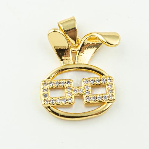 Cubic Zirconia Micro Pave Brass Pendant, fashion jewelry & micro pave cubic zirconia & for woman, golden, 21x15mm, Hole:Approx 3mm, 50PCs/Lot, Sold By Lot