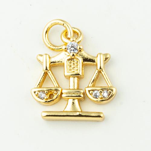 Cubic Zirconia Micro Pave Brass Pendant, fashion jewelry & micro pave cubic zirconia & for woman, golden, 15x12mm, Hole:Approx 3mm, 50PCs/Lot, Sold By Lot