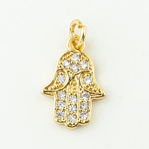 Cubic Zirconia Micro Pave Brass Pendant, fashion jewelry & micro pave cubic zirconia & for woman, golden, 16x10mm, Hole:Approx 3mm, 50PCs/Lot, Sold By Lot