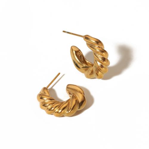 Edelstahl Ohrringe, 304 Edelstahl, 18K vergoldet, Modeschmuck & für Frau, goldfarben, 21.20x22mm, verkauft von Paar