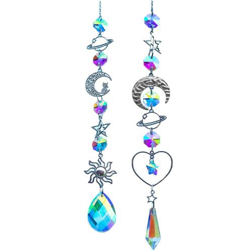 Hanging Ornaments, Tibetan Style, with Crystal, silver color plated, for home and office & different size for choice, more colors for choice, nickel, lead & cadmium free, Sold By PC