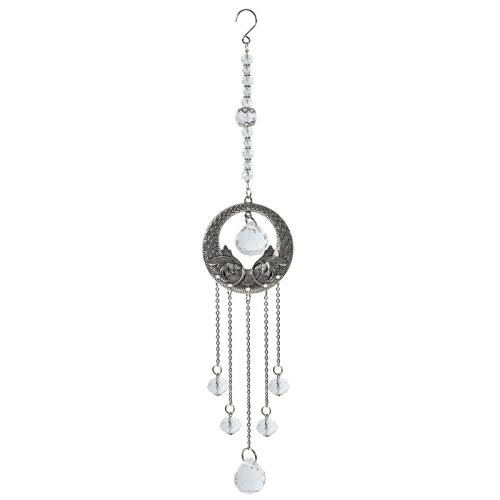 Wind Chimes Outdoor and Home Decoration , Tibetan Style, with Crystal, silver color plated, for home and office, nickel, lead & cadmium free, 55x300mm, Sold By PC