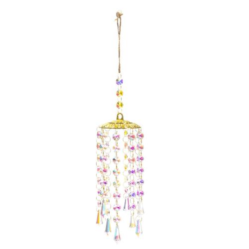 Wind Chimes Outdoor and Home Decoration , Tibetan Style, with Crystal, gold color plated, for home and office, nickel, lead & cadmium free, 80x430mm, Sold By PC
