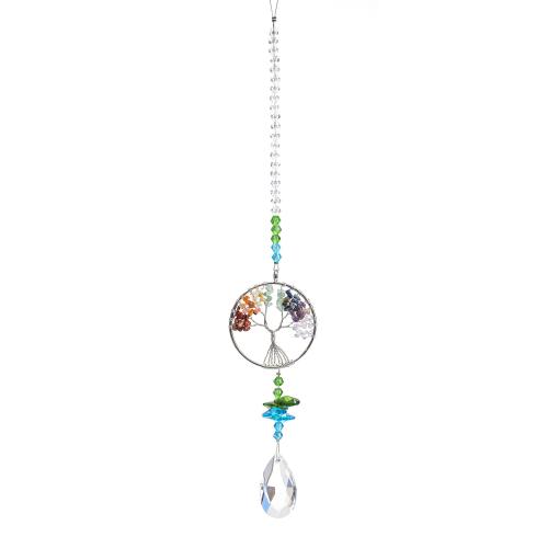Hængende ornamenter, Zinc Alloy, med Krystal, Tree of Life, sølvfarvet forgyldt, til hjemmet og kontoret, nikkel, bly & cadmium fri, 50x320mm, Solgt af PC