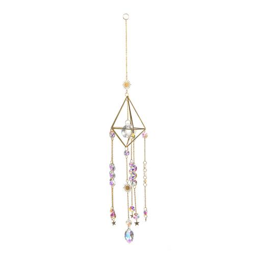 Wind Chimes Outdoor and Home Decoration , Tibetan Style, with Crystal, gold color plated, for home and office & different size for choice, more colors for choice, nickel, lead & cadmium free, Sold By PC