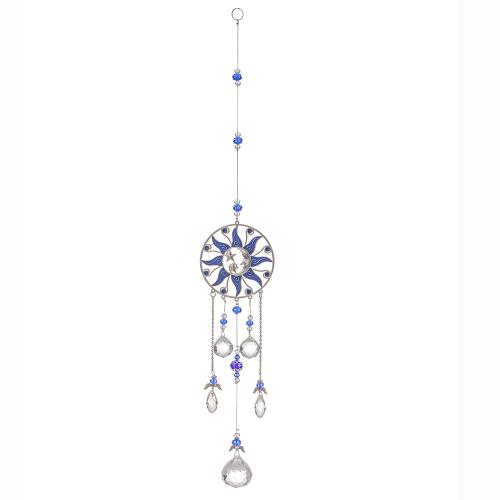 Wind Chimes Outdoor and Home Decoration , Tibetan Style, with Crystal, silver color plated, for home and office, blue, nickel, lead & cadmium free, 75x500mm, Sold By PC