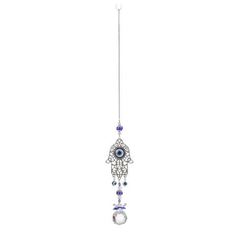 Hanging Ornaments, Tibetan Style, with Crystal, Hand, silver color plated, for home and office, nickel, lead & cadmium free, 55x420mm, Sold By PC