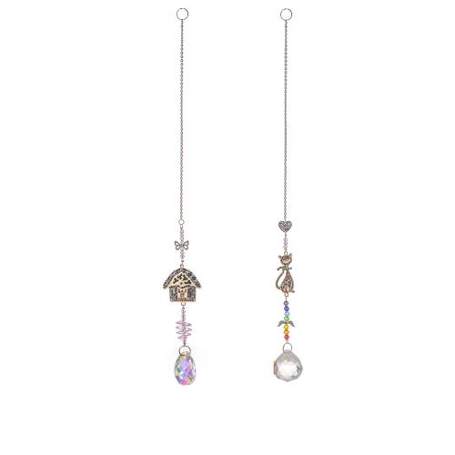 Hanging Ornaments, Tibetan Style, with Crystal, silver color plated, for home and office & Different Shape for Choice & with rhinestone, more colors for choice, nickel, lead & cadmium free, Sold By PC
