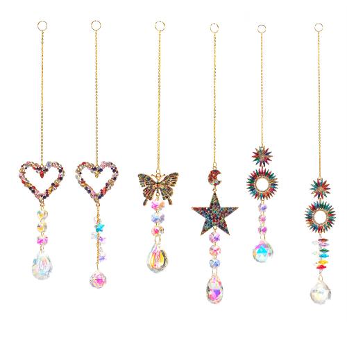 Hanging Ornaments, Tibetan Style, with Crystal, gold color plated, for home and office & Different Shape for Choice & with rhinestone, more colors for choice, nickel, lead & cadmium free, Sold By PC