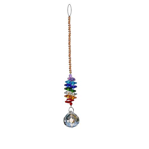 Hängende Ornamente, Kristall, mit Zinklegierung, Tropfen, silberfarben plattiert, für Zuhause und Büro, Mehrfarbige, 30x270mm, verkauft von PC
