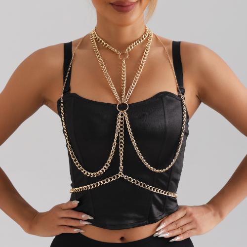 Body Chain Jewelry Zinc Alloy gold color plated for woman & hollow nickel lead & cadmium free Sold By PC